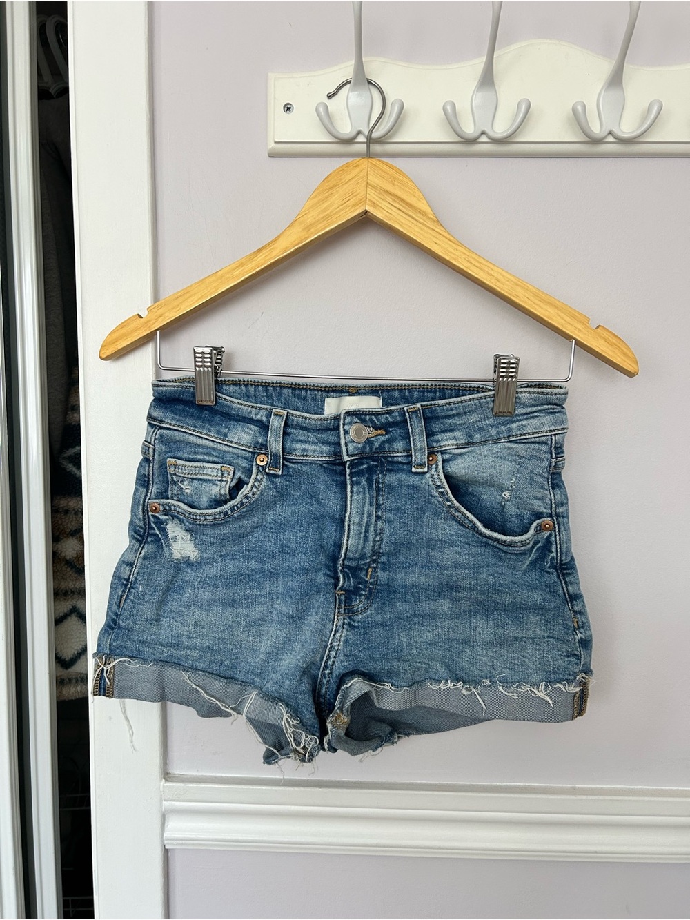 H&M Blue Distressed Denim Jean Shorts